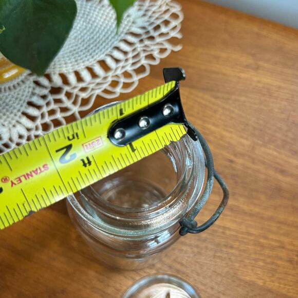 Vintage Clear Glass Wire Bale Jar – Apothecary Cotton Ball Jar - Picture 7 of 9